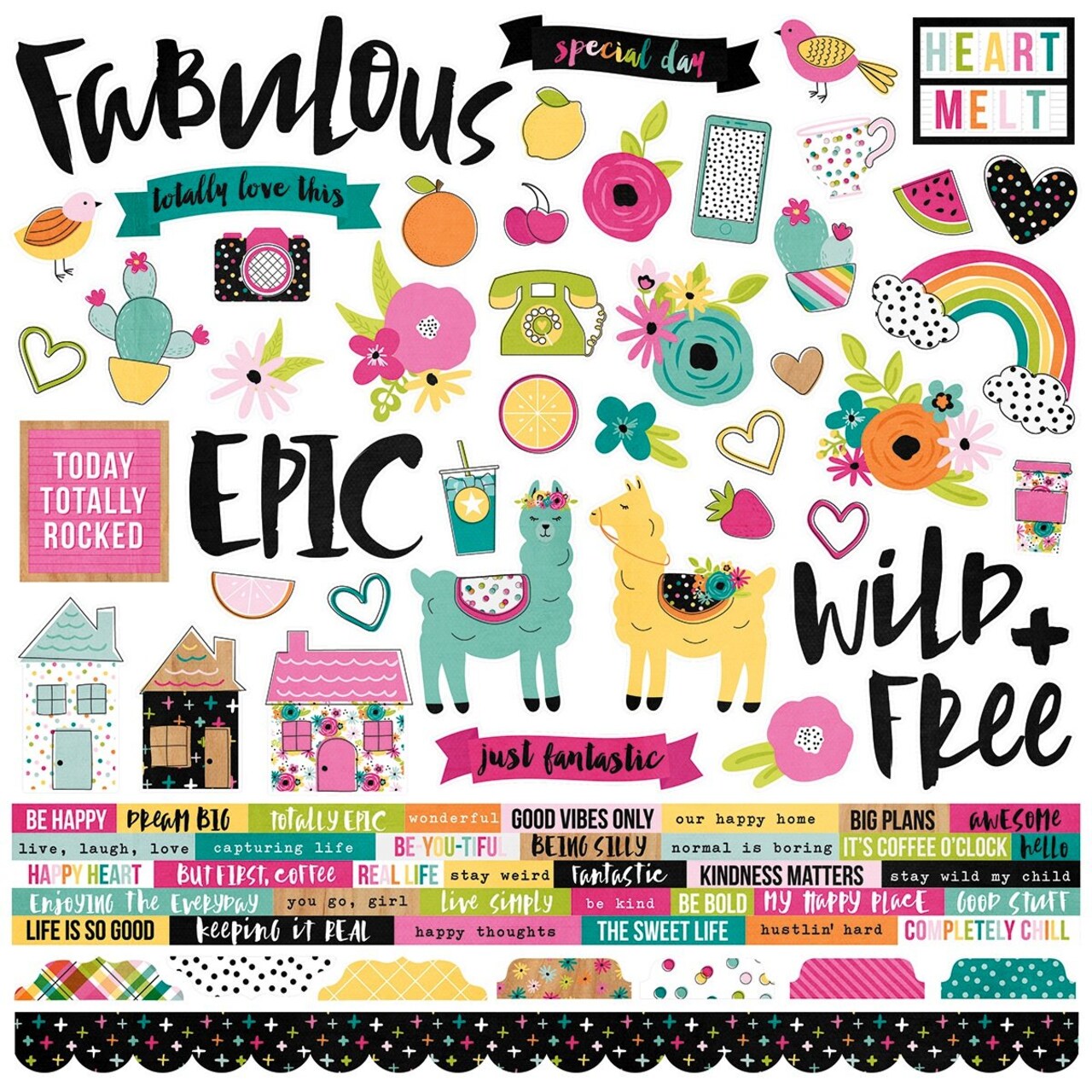 Simple Stories Oh Happy Day! 12 x 12 Combo Cardstock Stickers